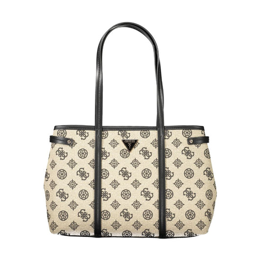 Beige Cotton Women Handbag