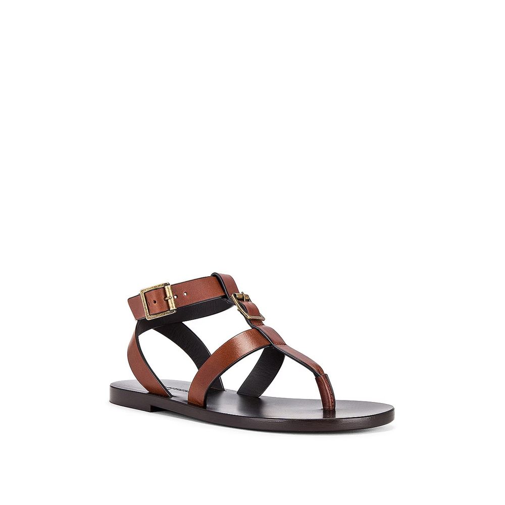 Brown Calfskin Flip-Flop Sandals