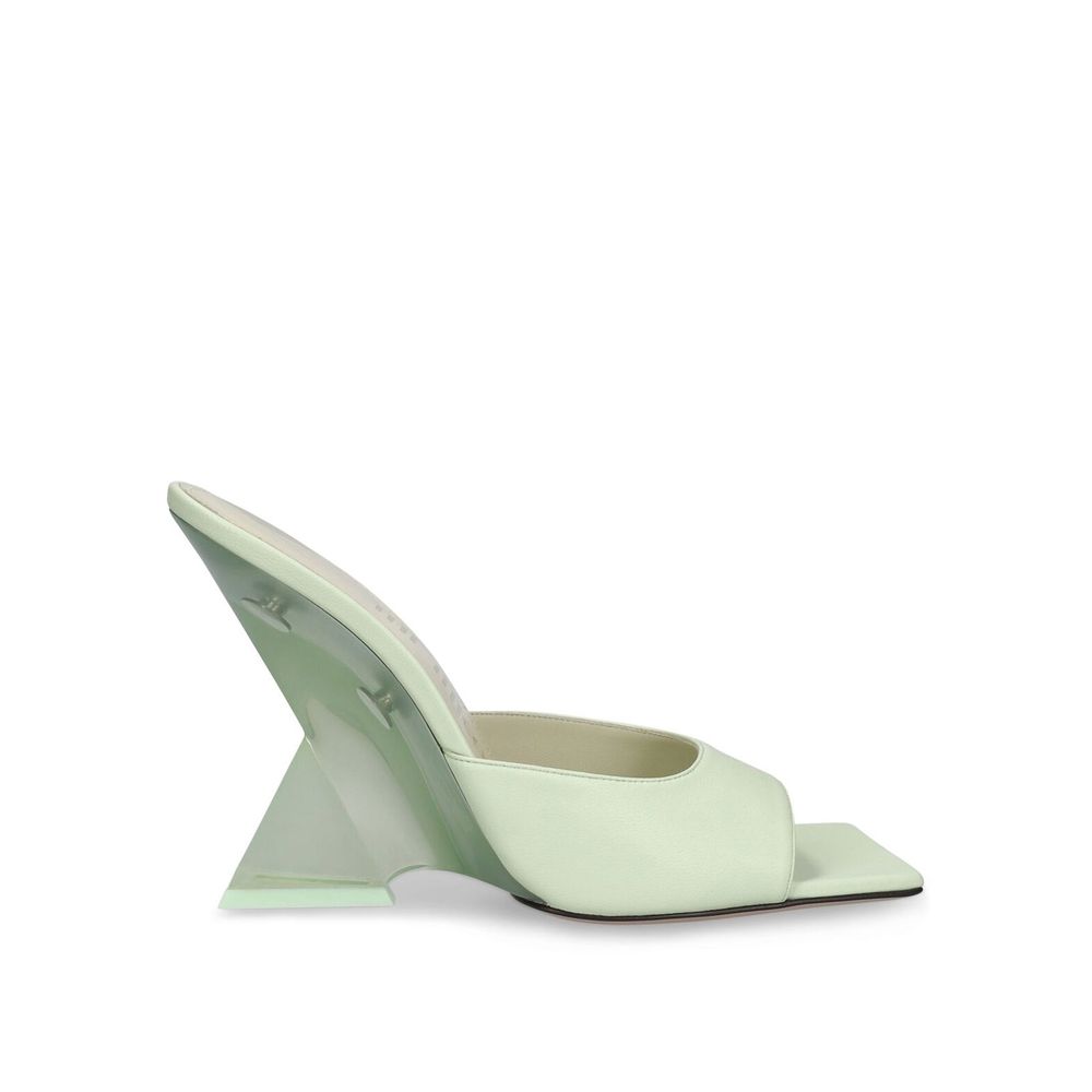Green Calfskin Platform Sandals