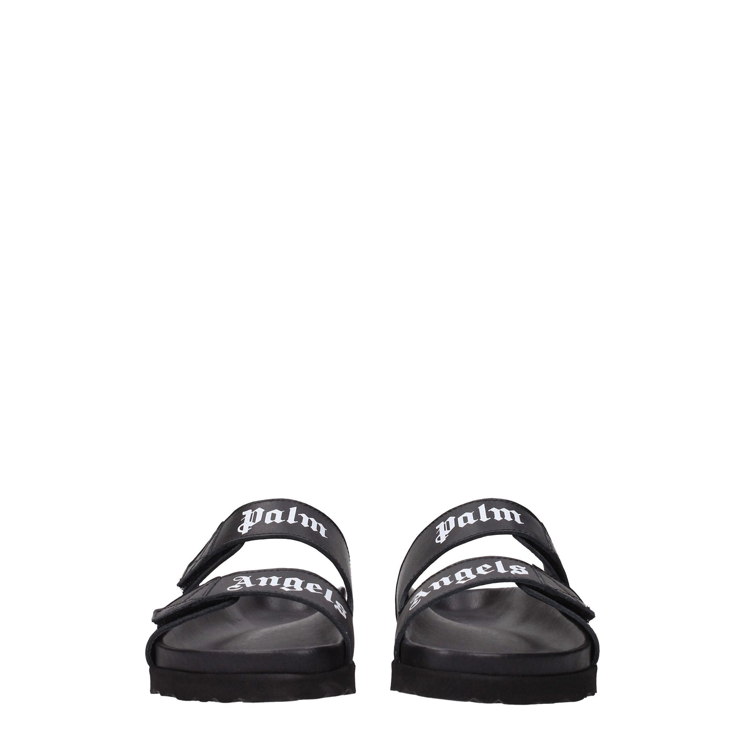 Black Leather Slippers Sandals