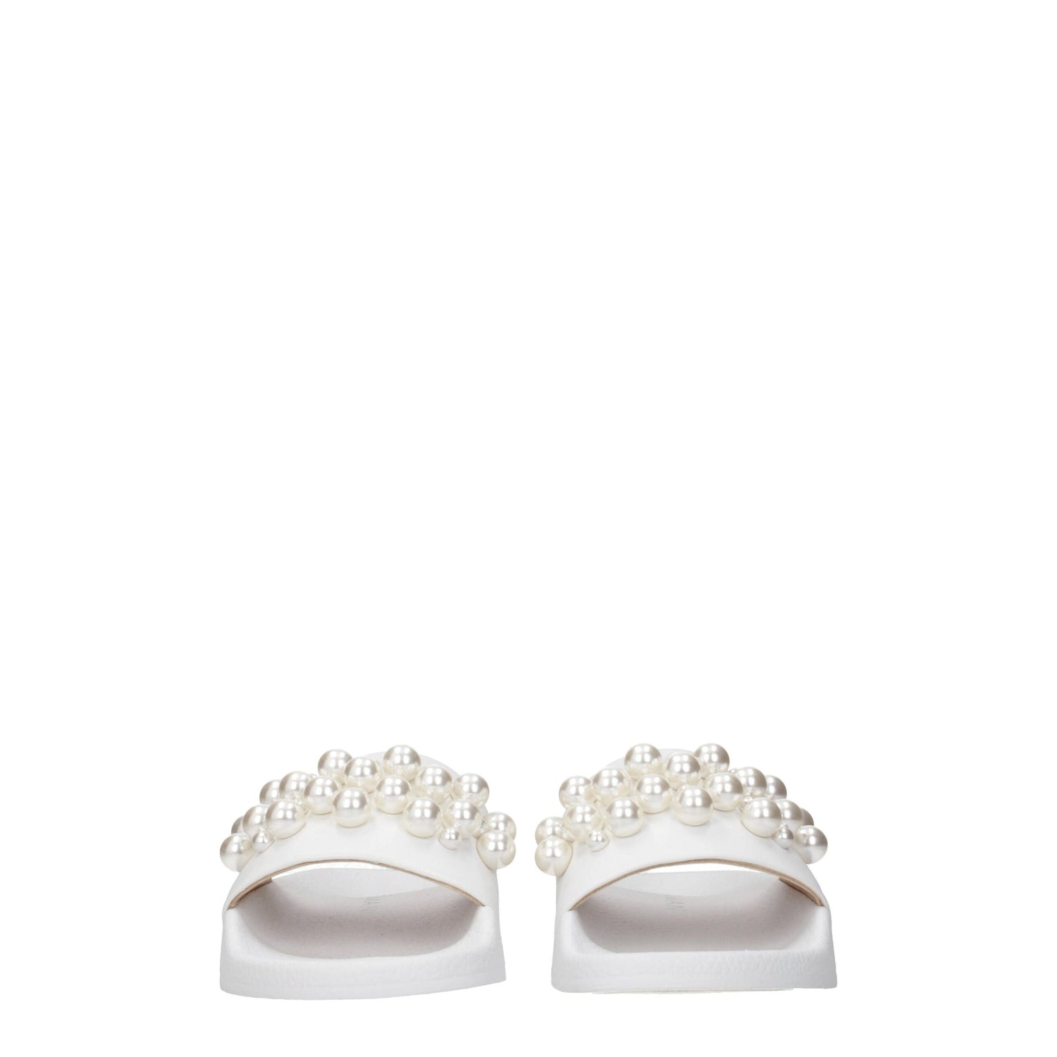 White Leather Slippers Sandals