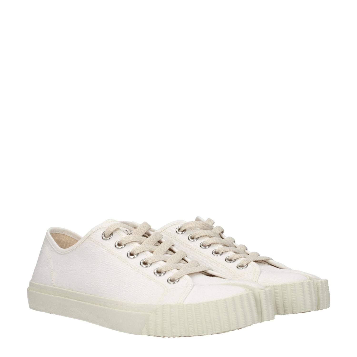 White Fabric Low Tops