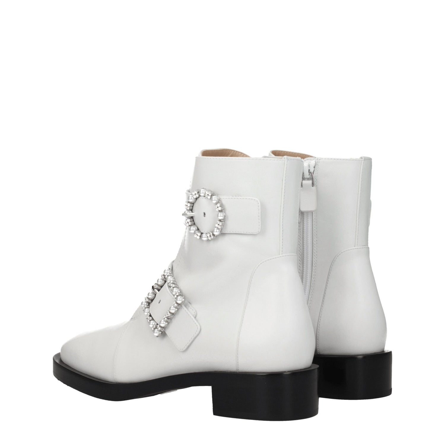 White Leather Ankle Boots