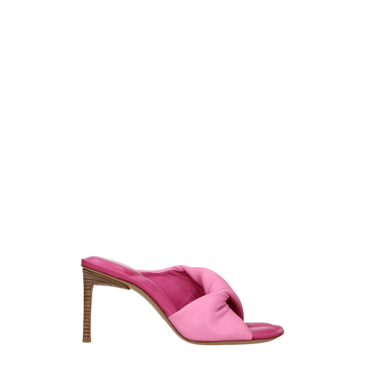 Pink Leather Stiletto Heel Sandals