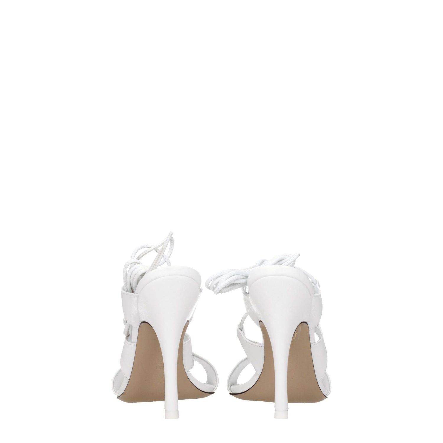 White Leather Stiletto Heels Sandals