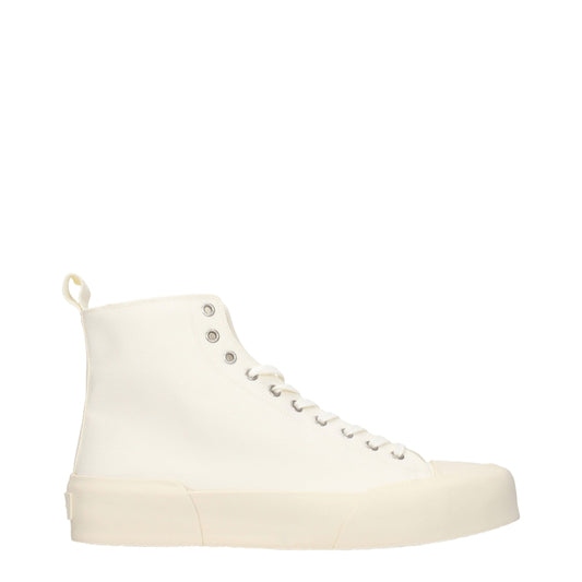Beige Fabric High Top Sneakers