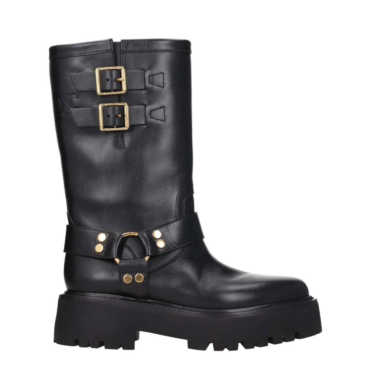 Gold Leather Ankle Boots