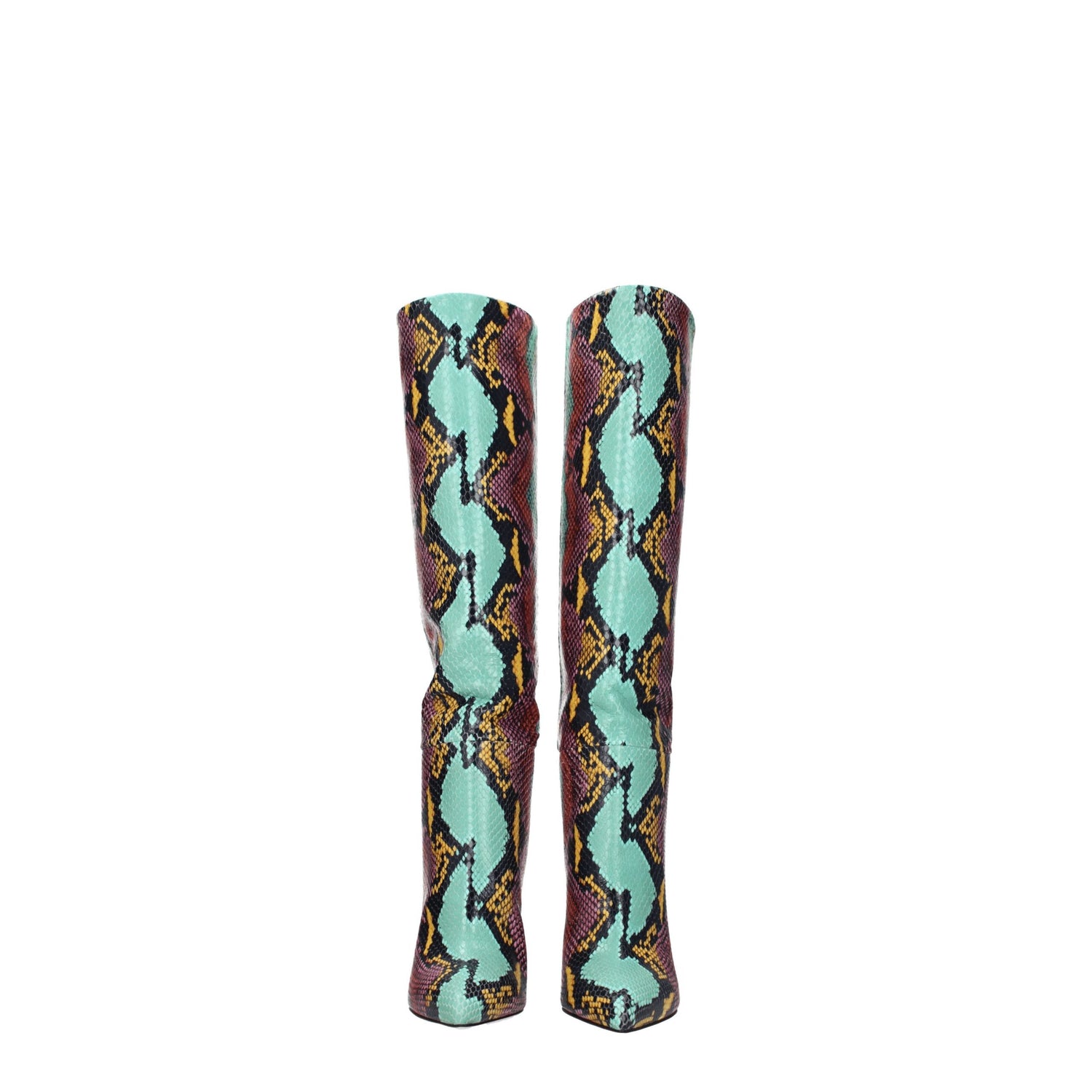 Multicolor Leather High Heel Boots