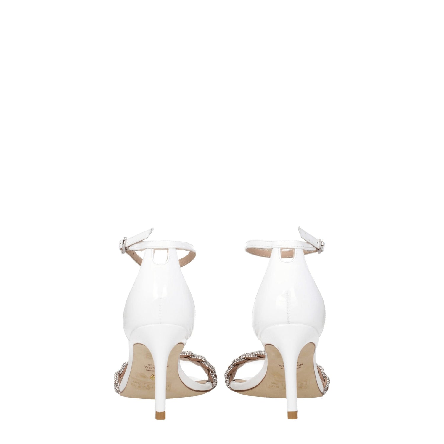 White Leather Stiletto Heels Sandals
