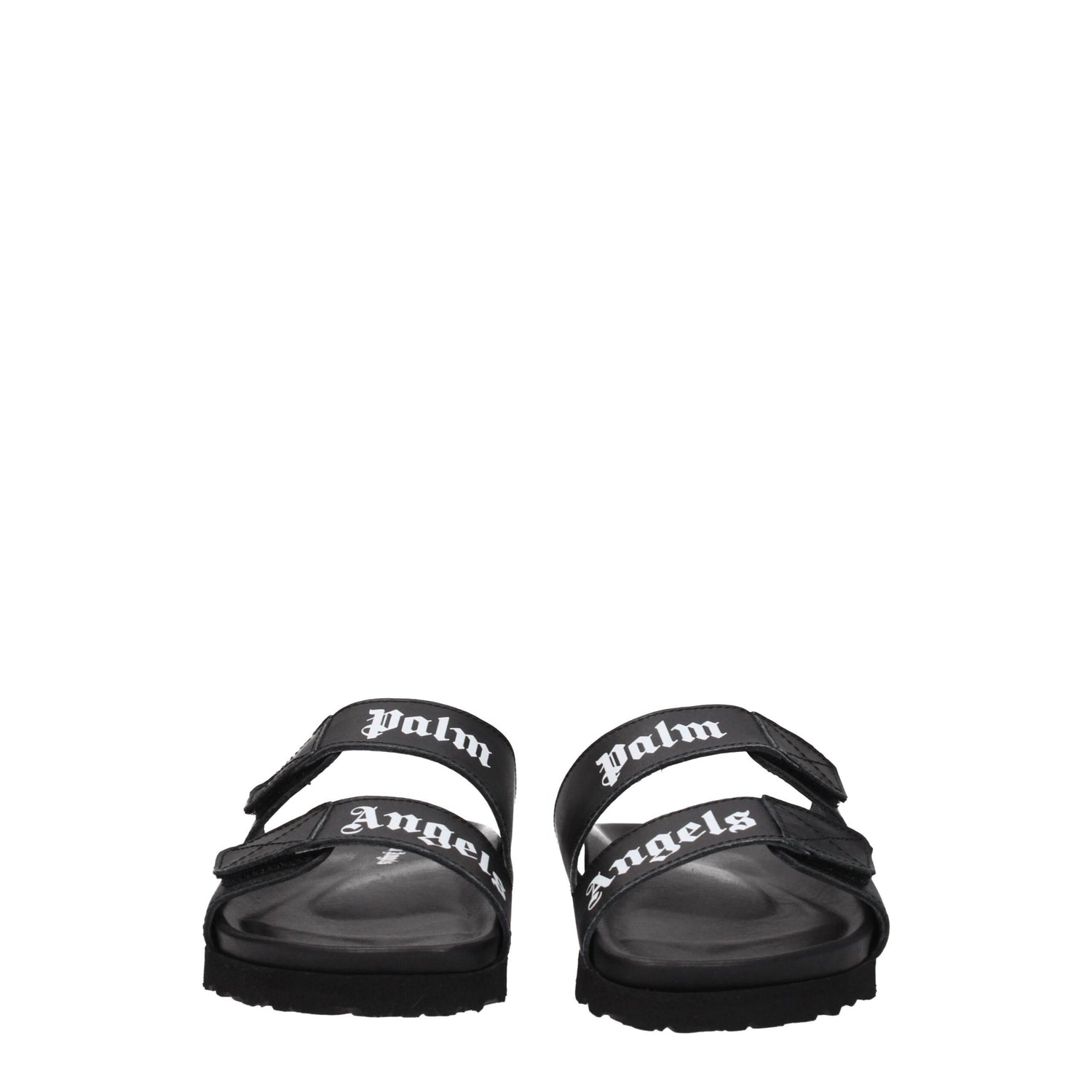 Black Leather Flat Sandals