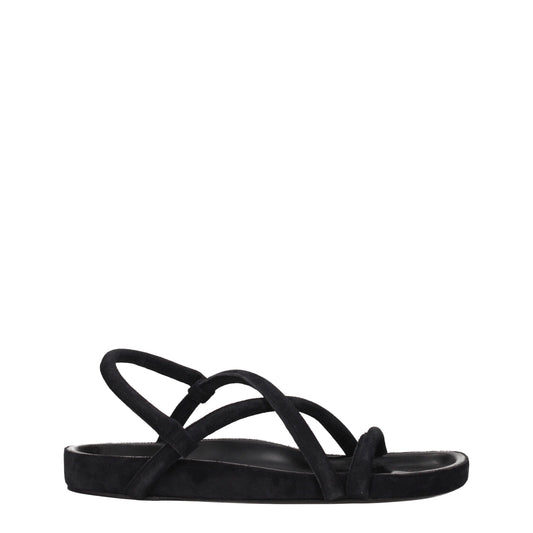 Black Leather Flat Sandals
