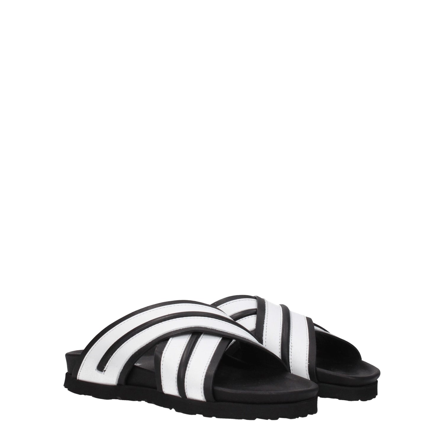 White Leather Slippers Sandals
