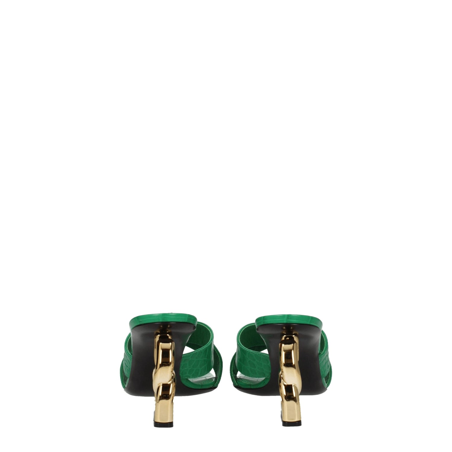 Green Leather Flat Sandals