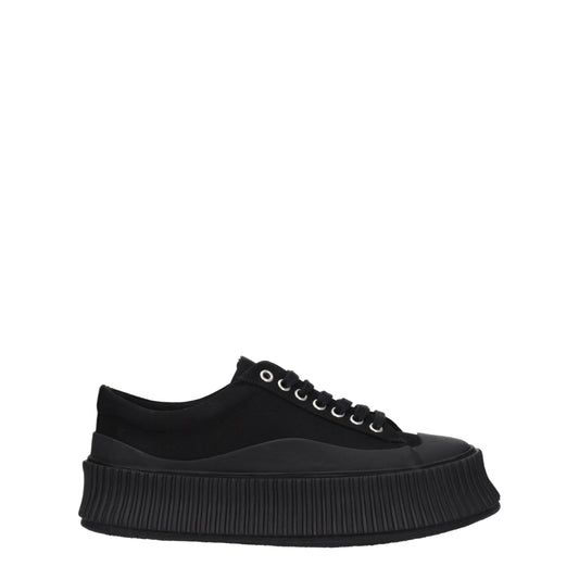 Black Fabric Chunky Sneakers