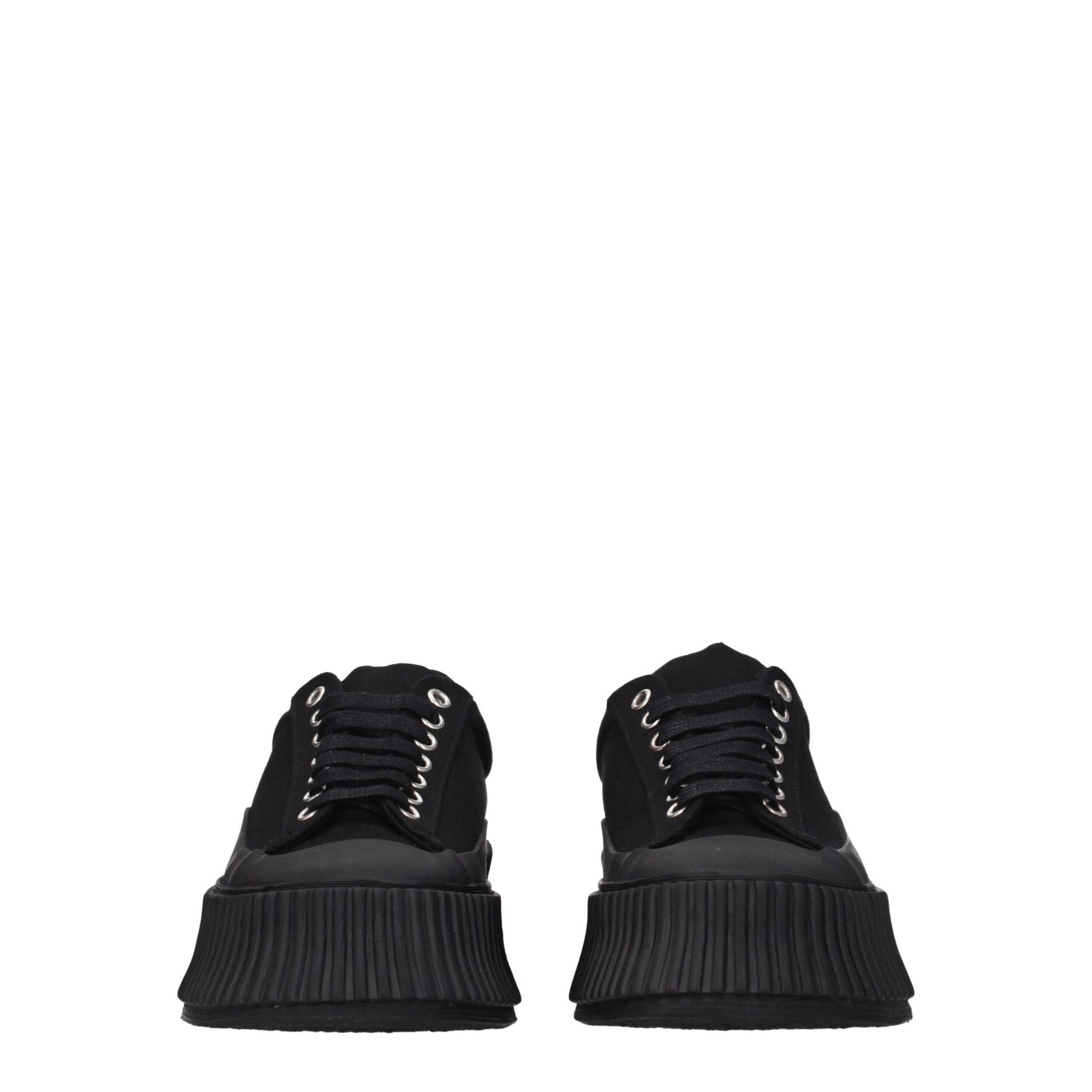 Black Fabric Chunky Sneakers