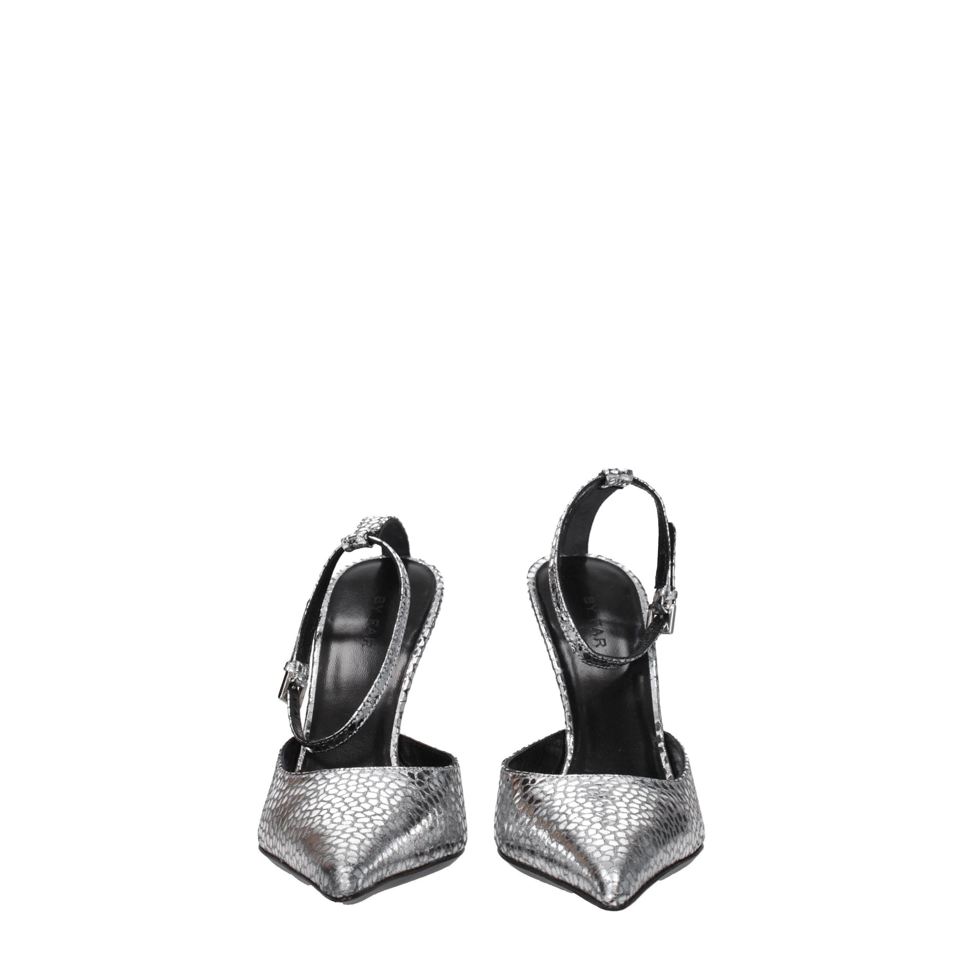 Gray Leather High Heel Pumps