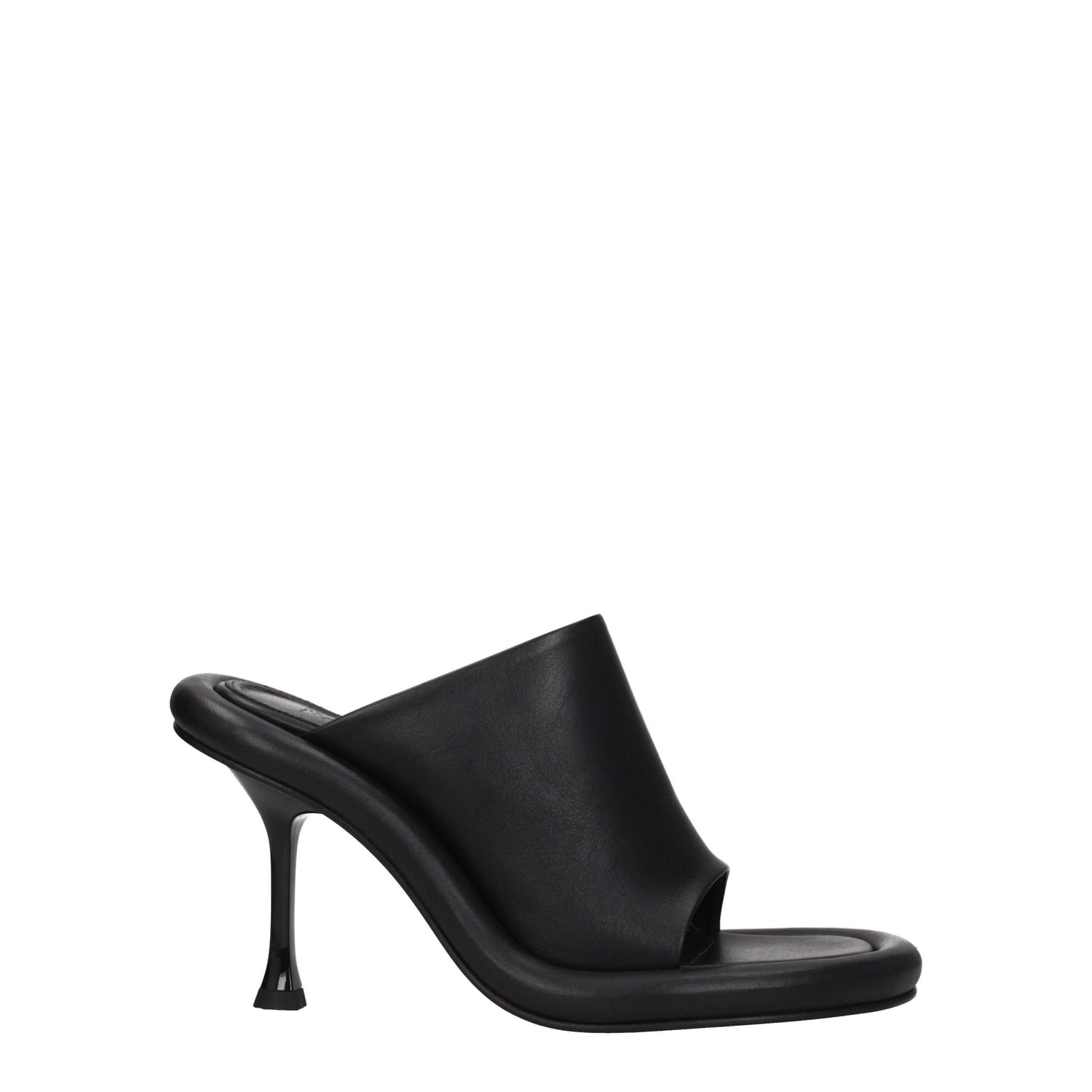 Black Leather Stiletto Heels Sandals