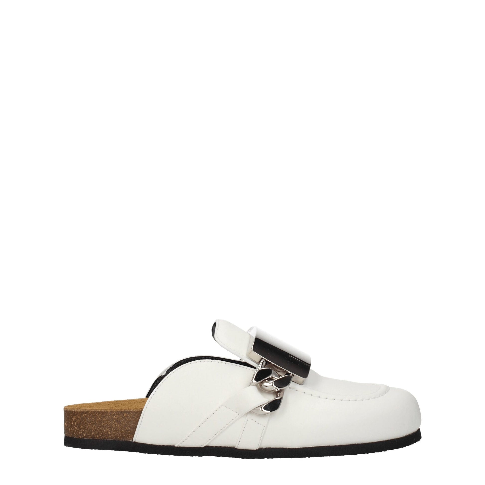 White Leather Slippers Sandals