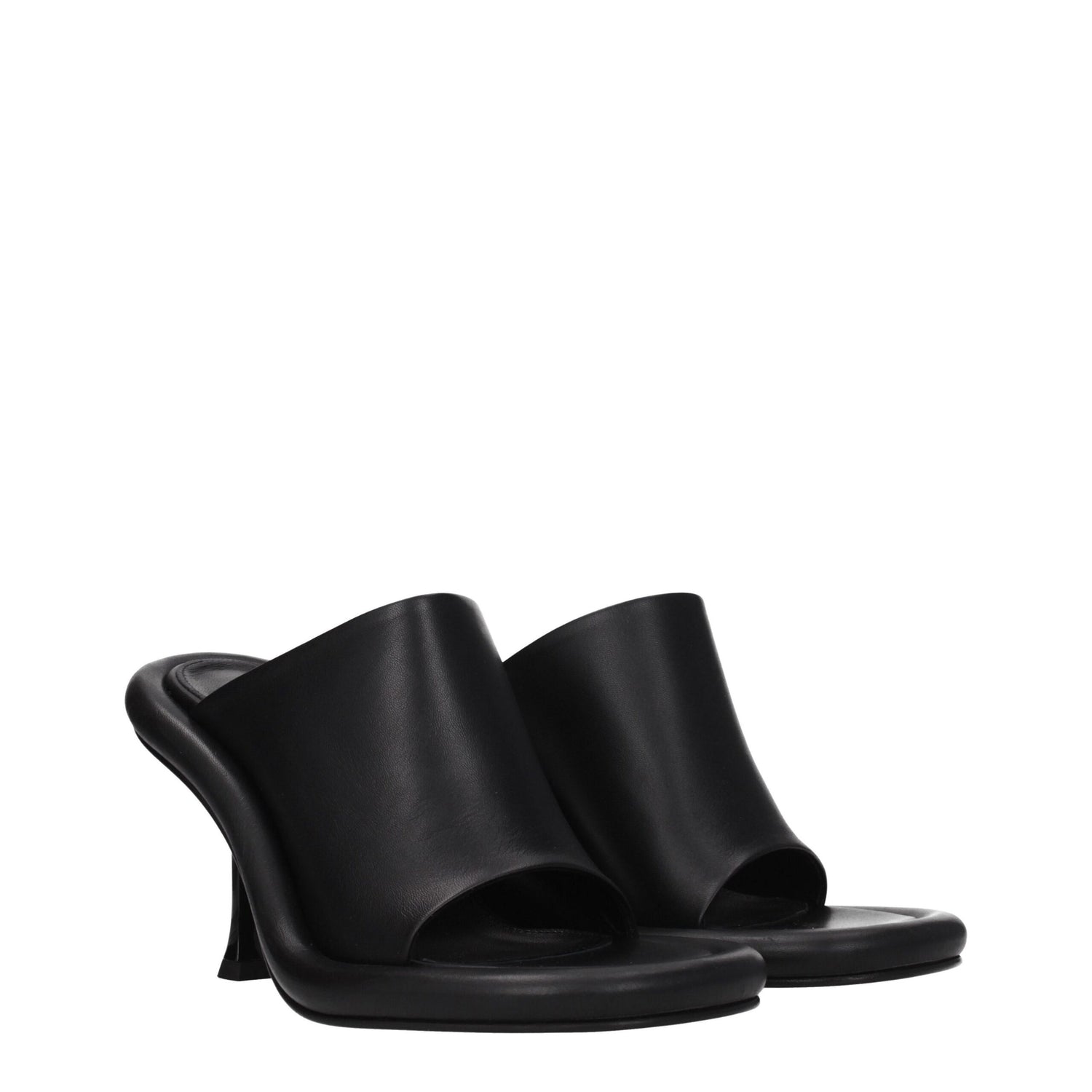 Black Leather Stiletto Heels Sandals