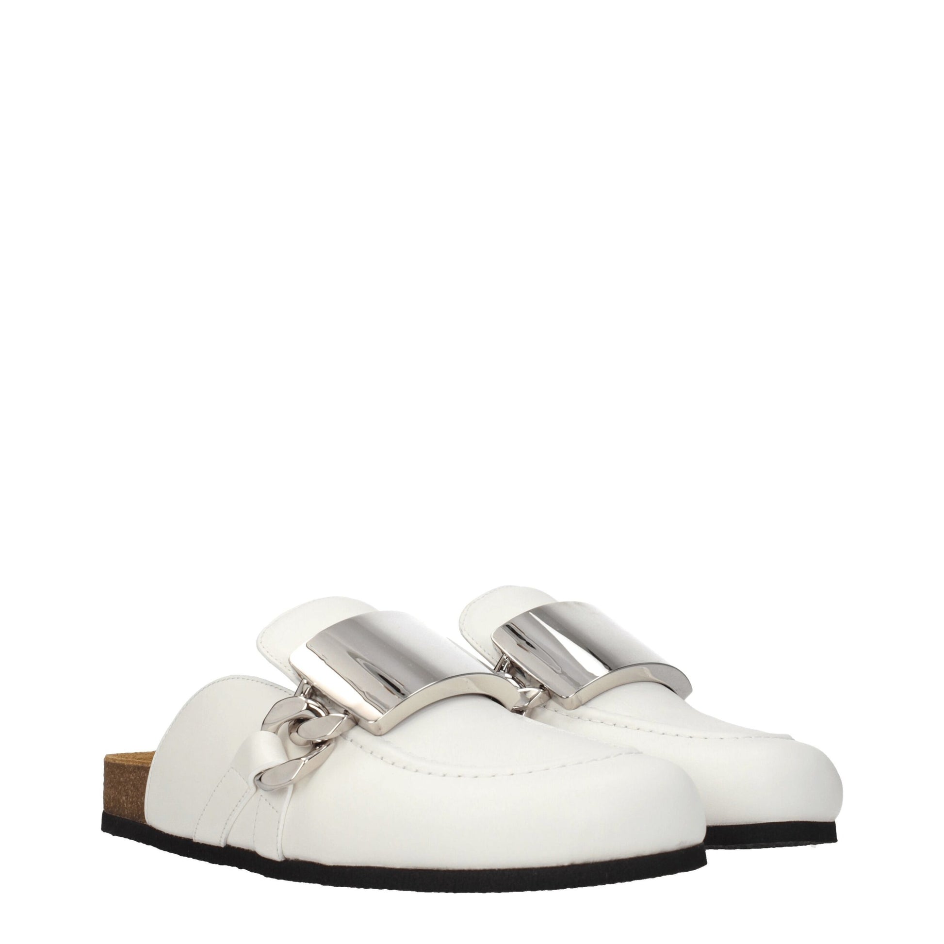 White Leather Slippers Sandals