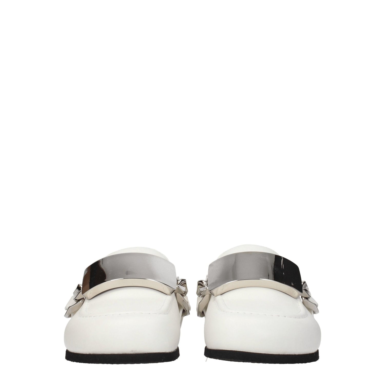 White Leather Slippers Sandals