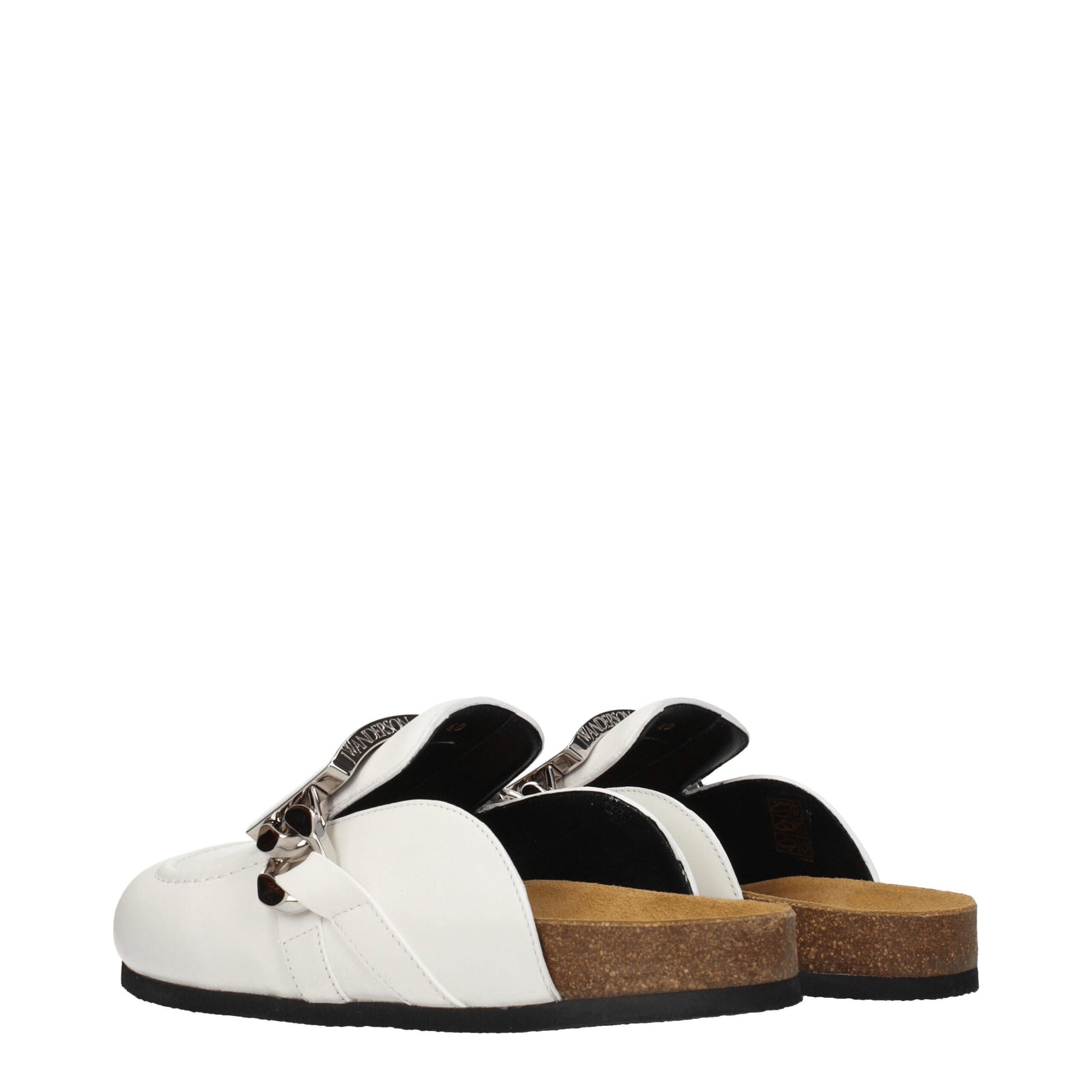 White Leather Slippers Sandals