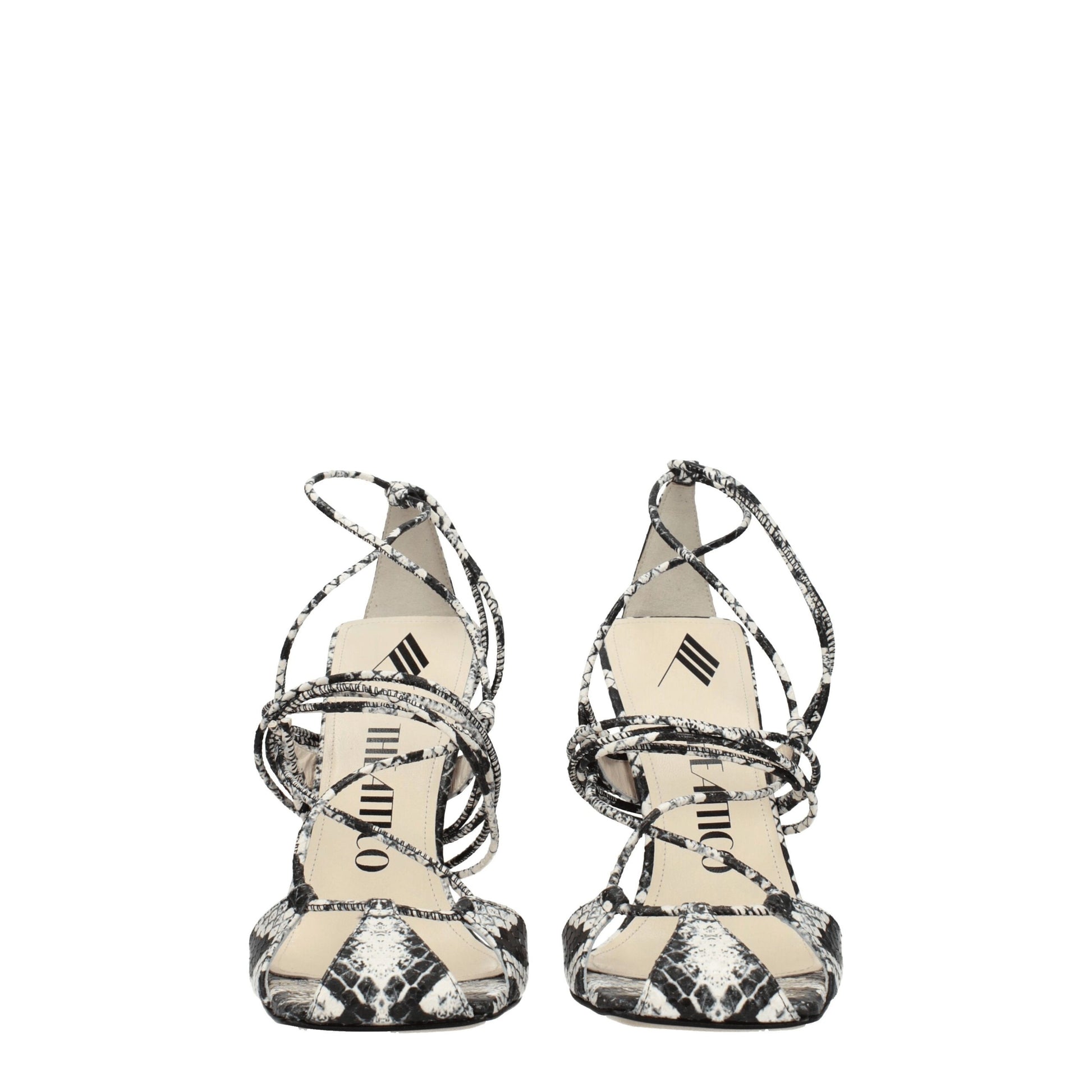 White Leather Stiletto Heels Sandals