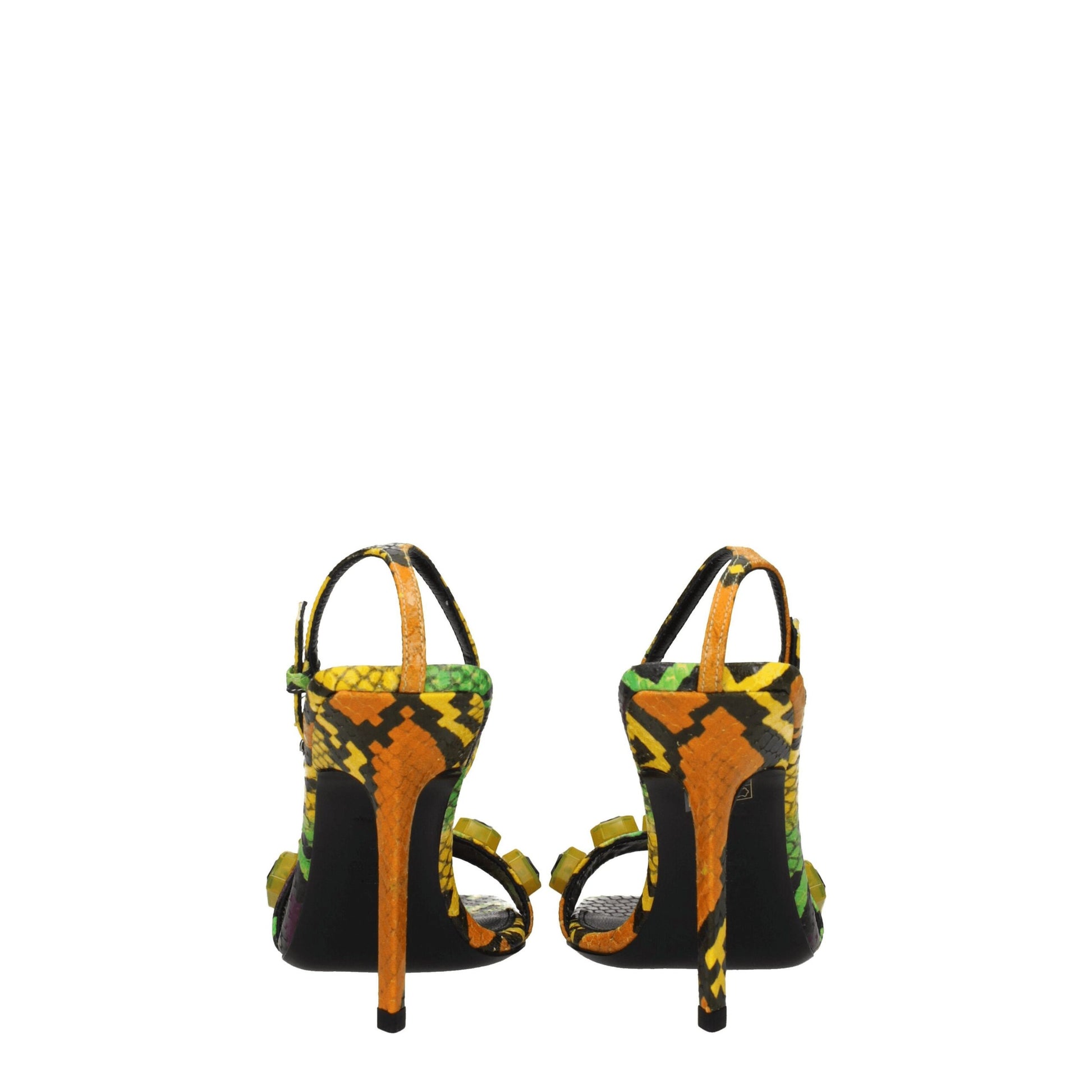 Multicolor Leather Stiletto Heels Sandals