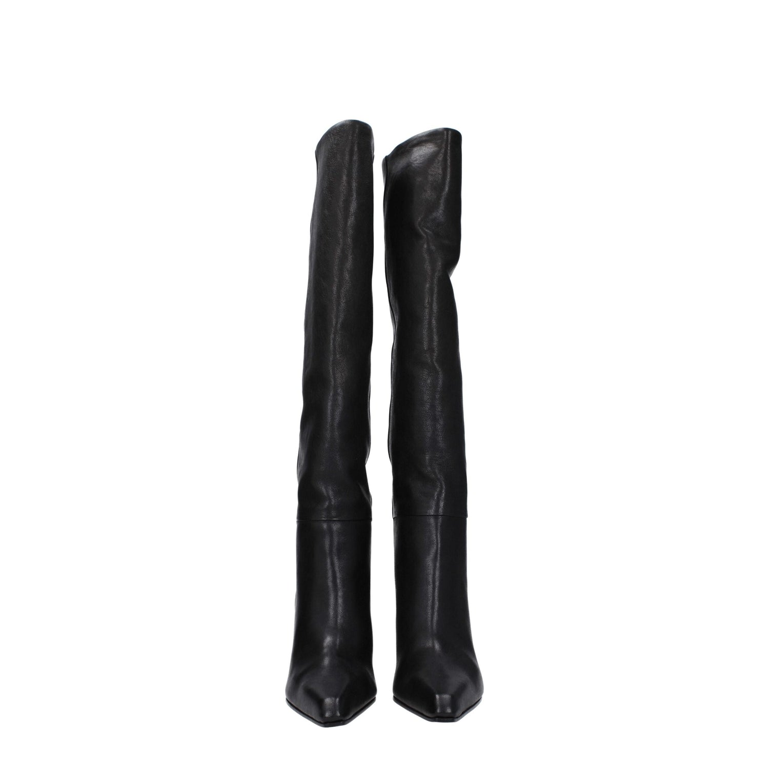 Black Leather High Heel Boots