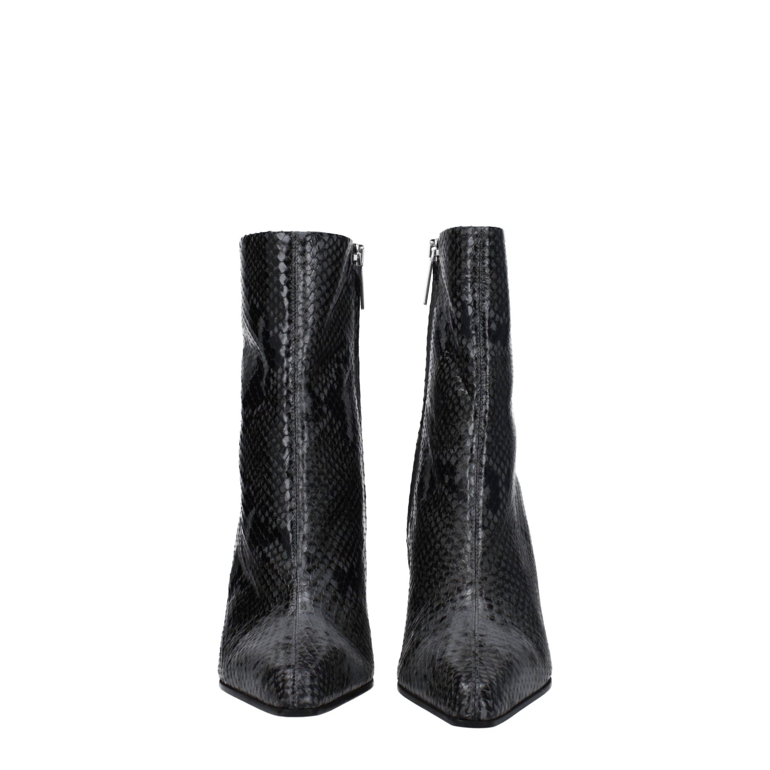 Gray Leather Ankle Boots