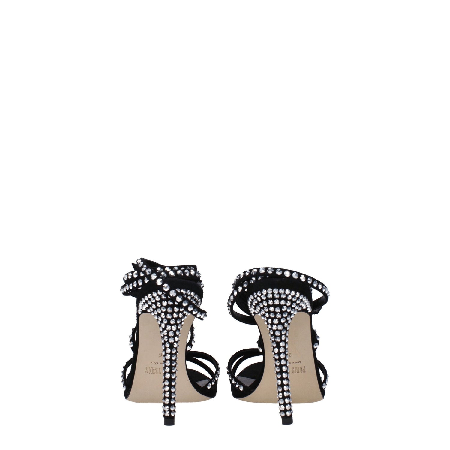 Black Leather Stiletto Heels Sandals