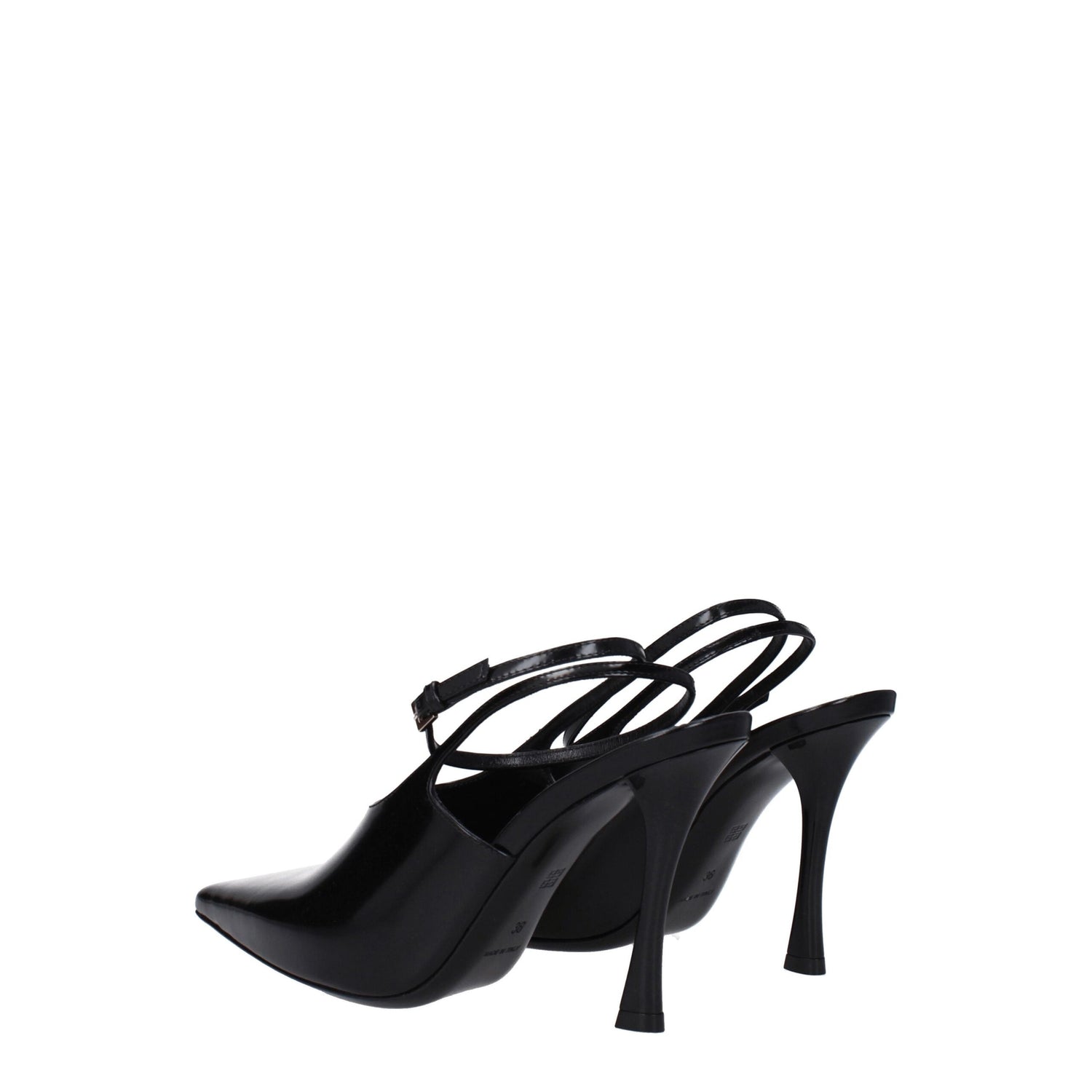 Black Leather High Heel Pumps