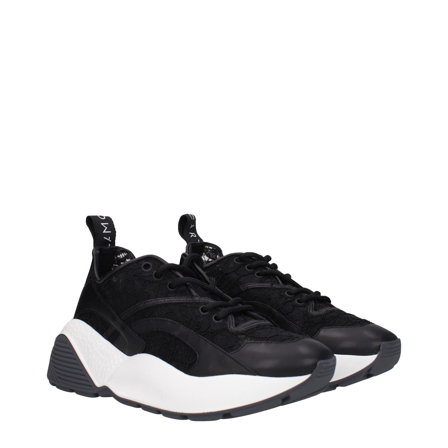 Black Fabric Chunky Sneakers