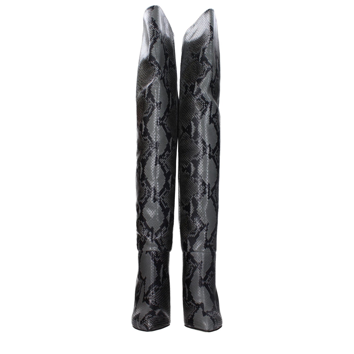 Gray Leather Over The Knee