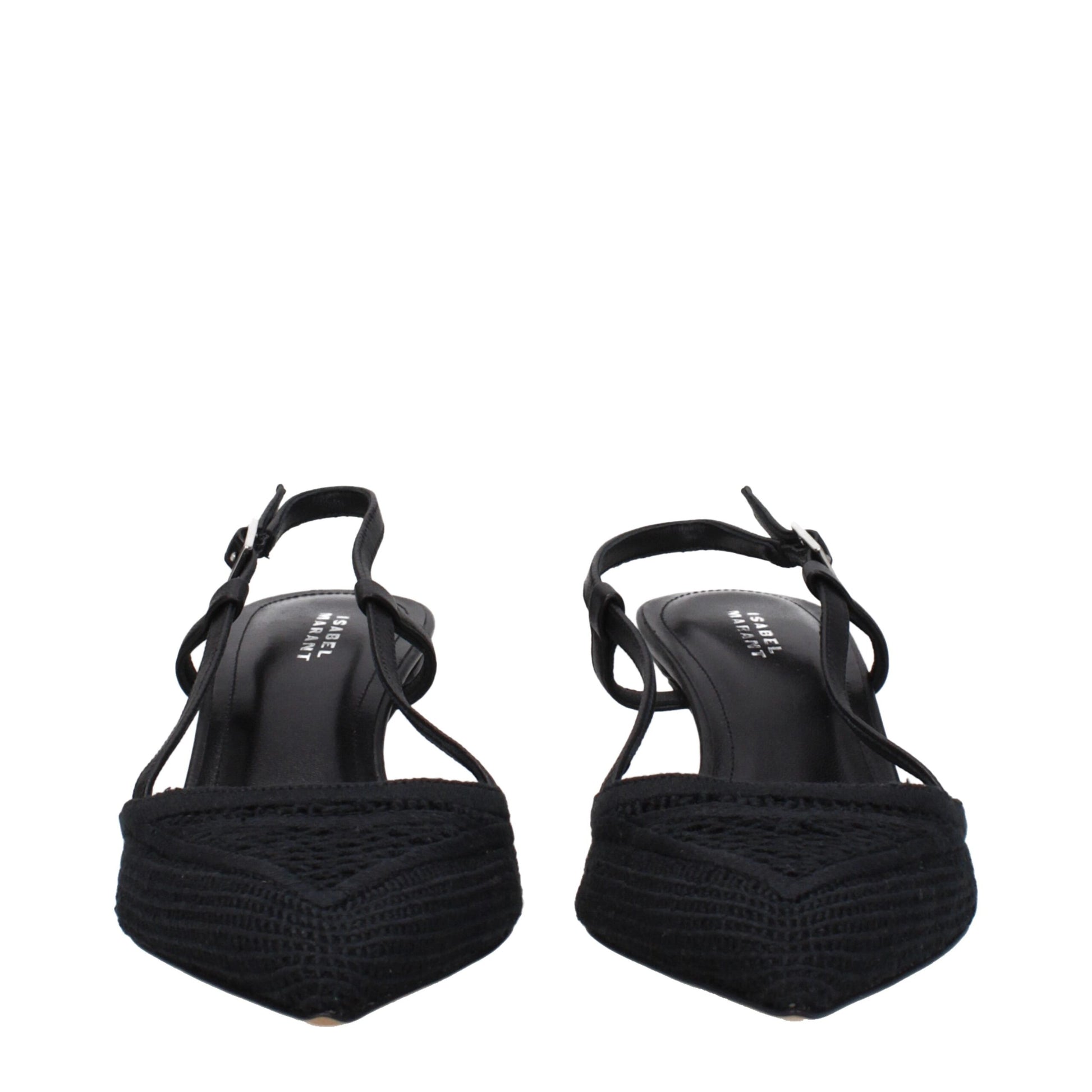 Black Fabric Mid Heel Pumps