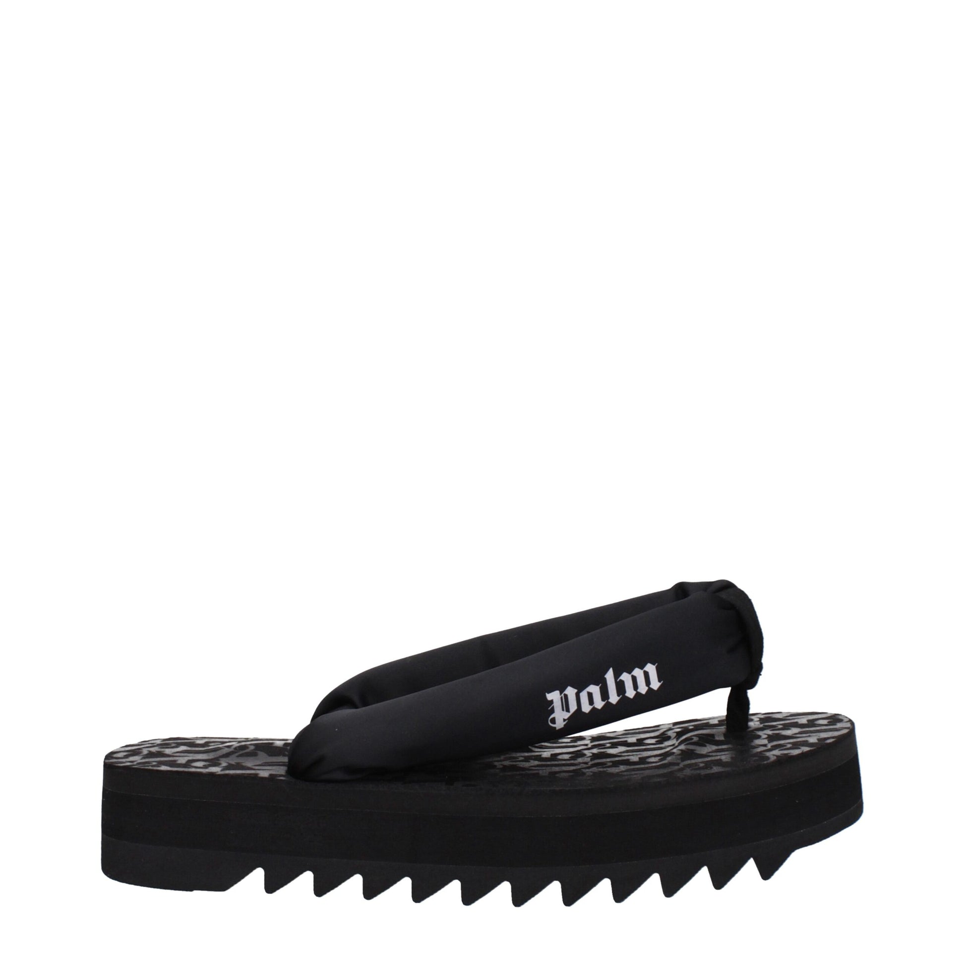 Black Fabric Flip-Flop Sandals