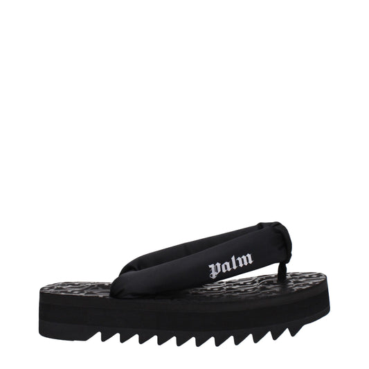 Black Fabric Flip-Flop Sandals