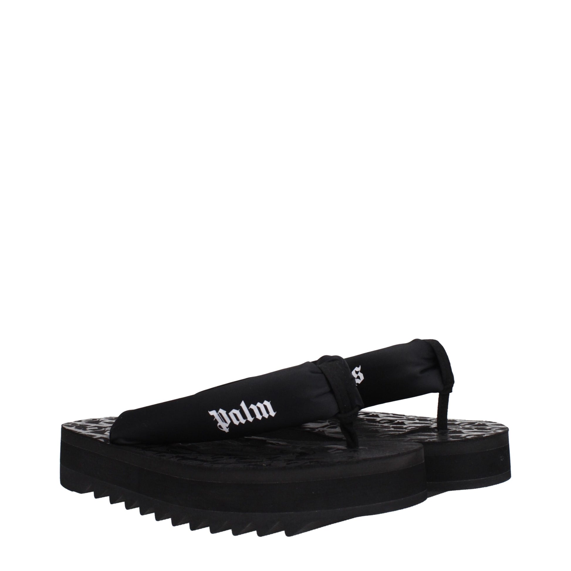 Black Fabric Flip-Flop Sandals