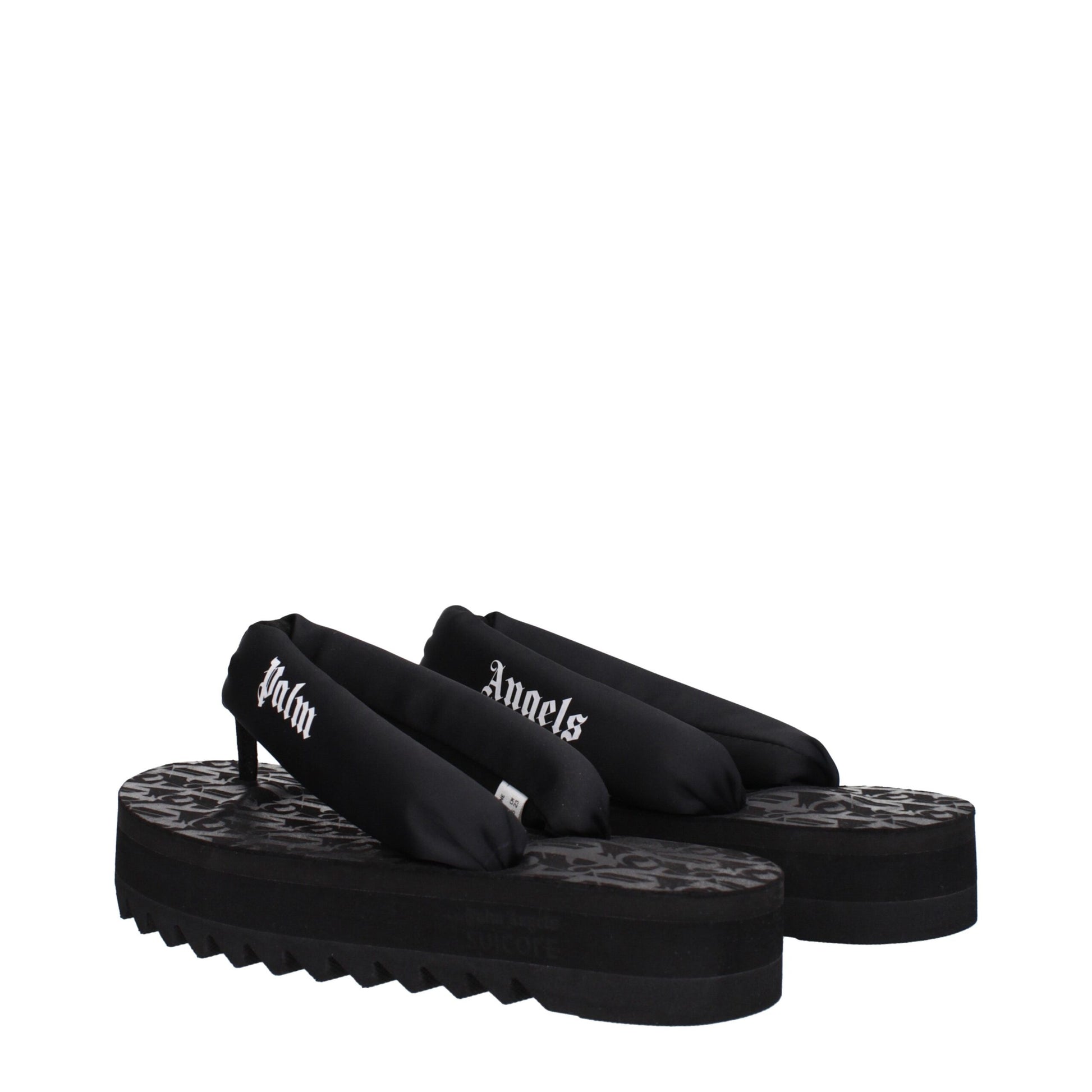 Black Fabric Flip-Flop Sandals