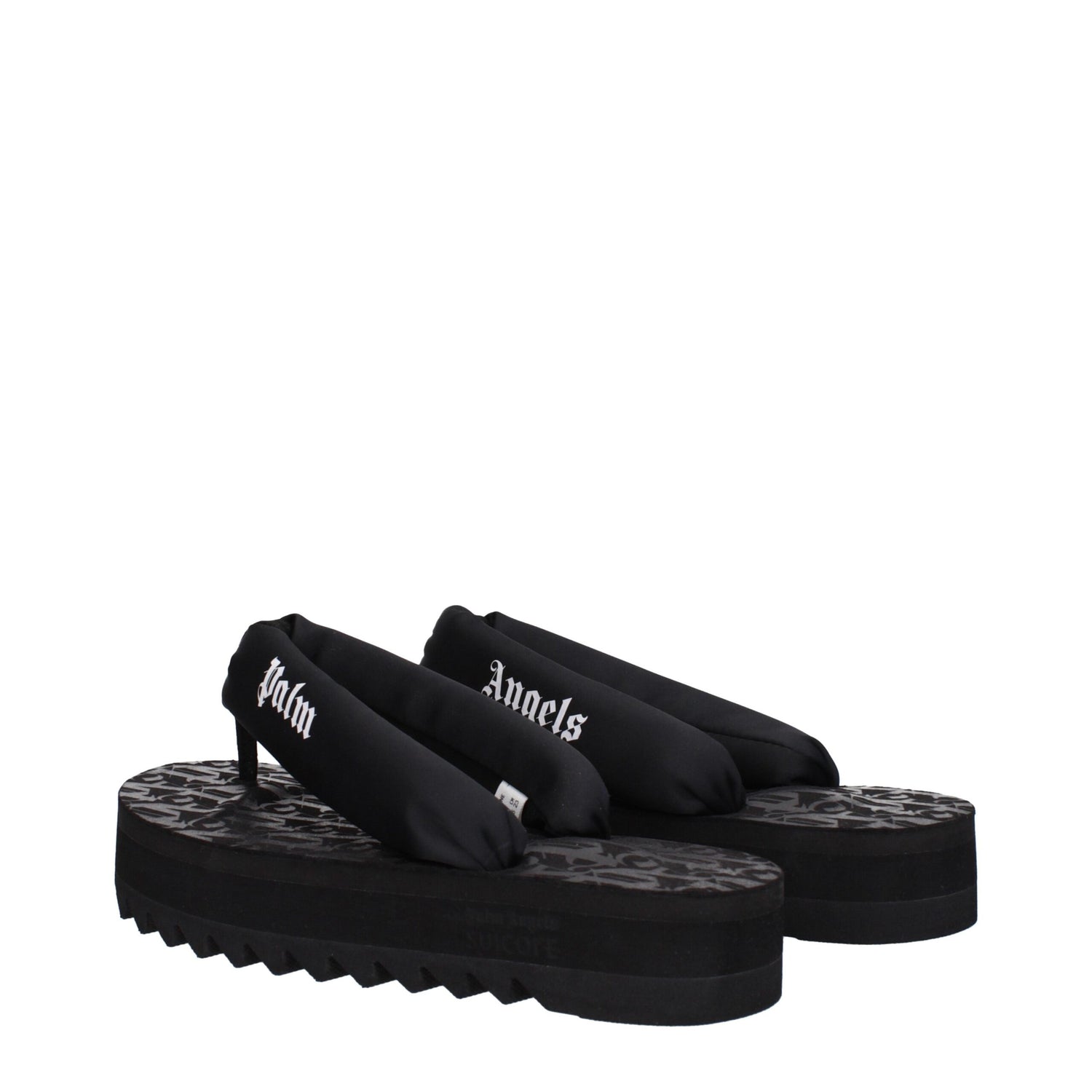 Black Fabric Flip-Flop Sandals