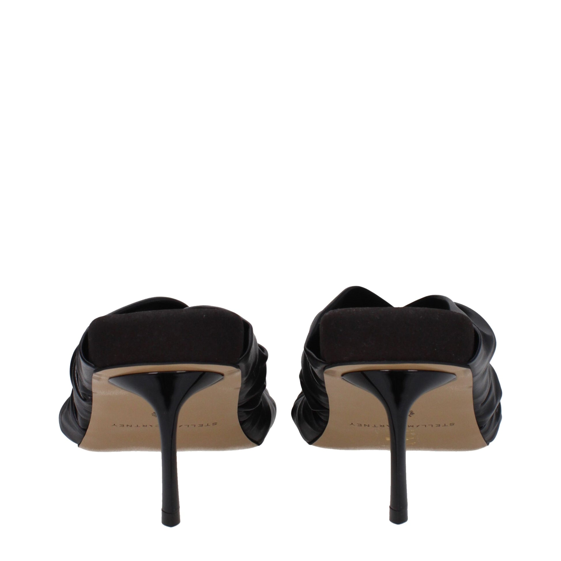 Black Leather Stiletto Heels Sandals
