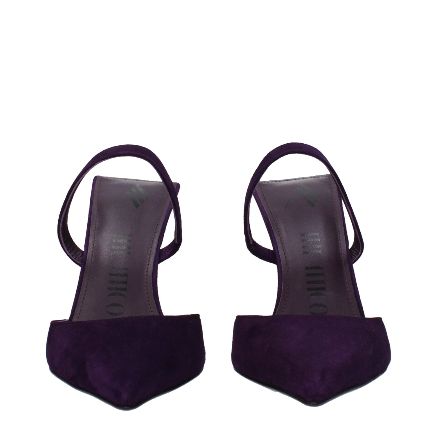 Purple Leather Stiletto Heels Sandals