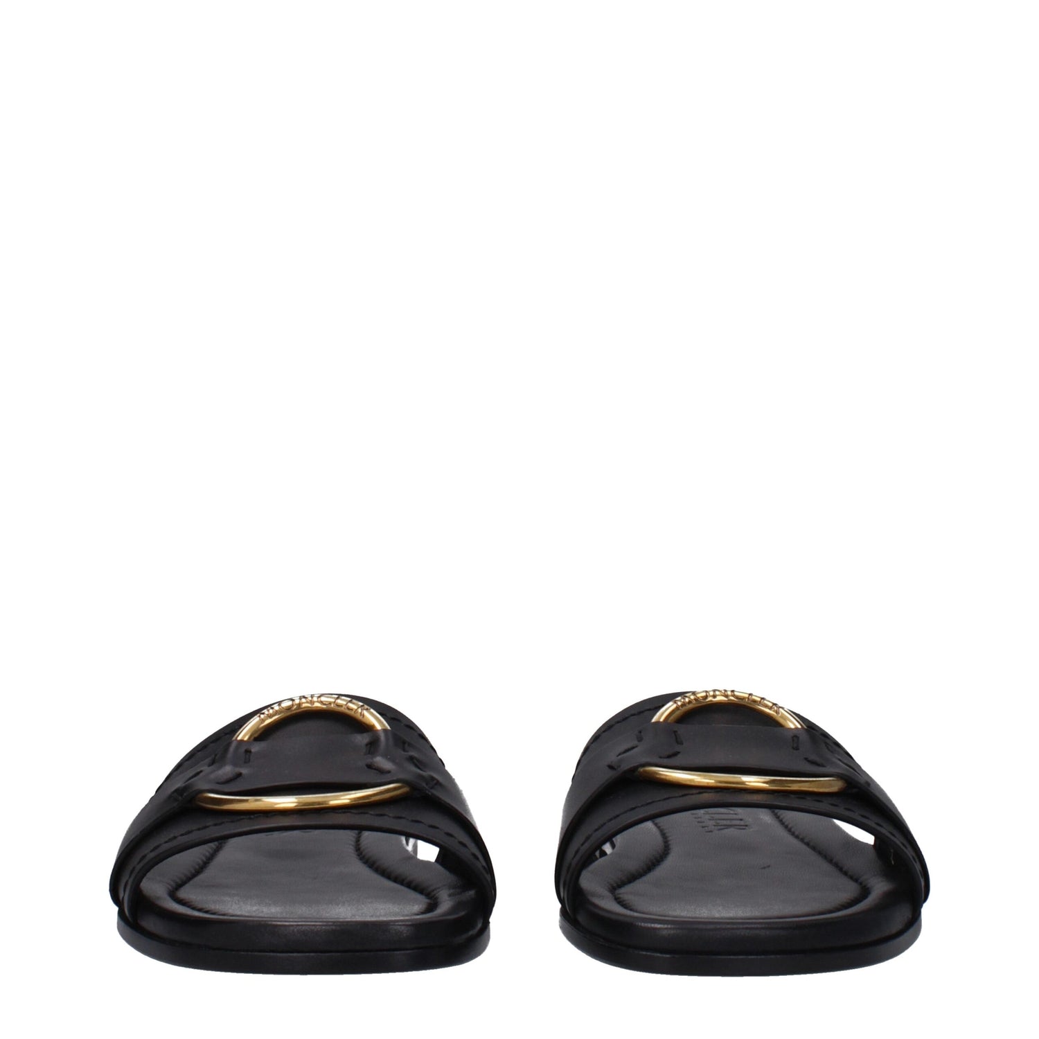 Black Leather Slippers Sandals