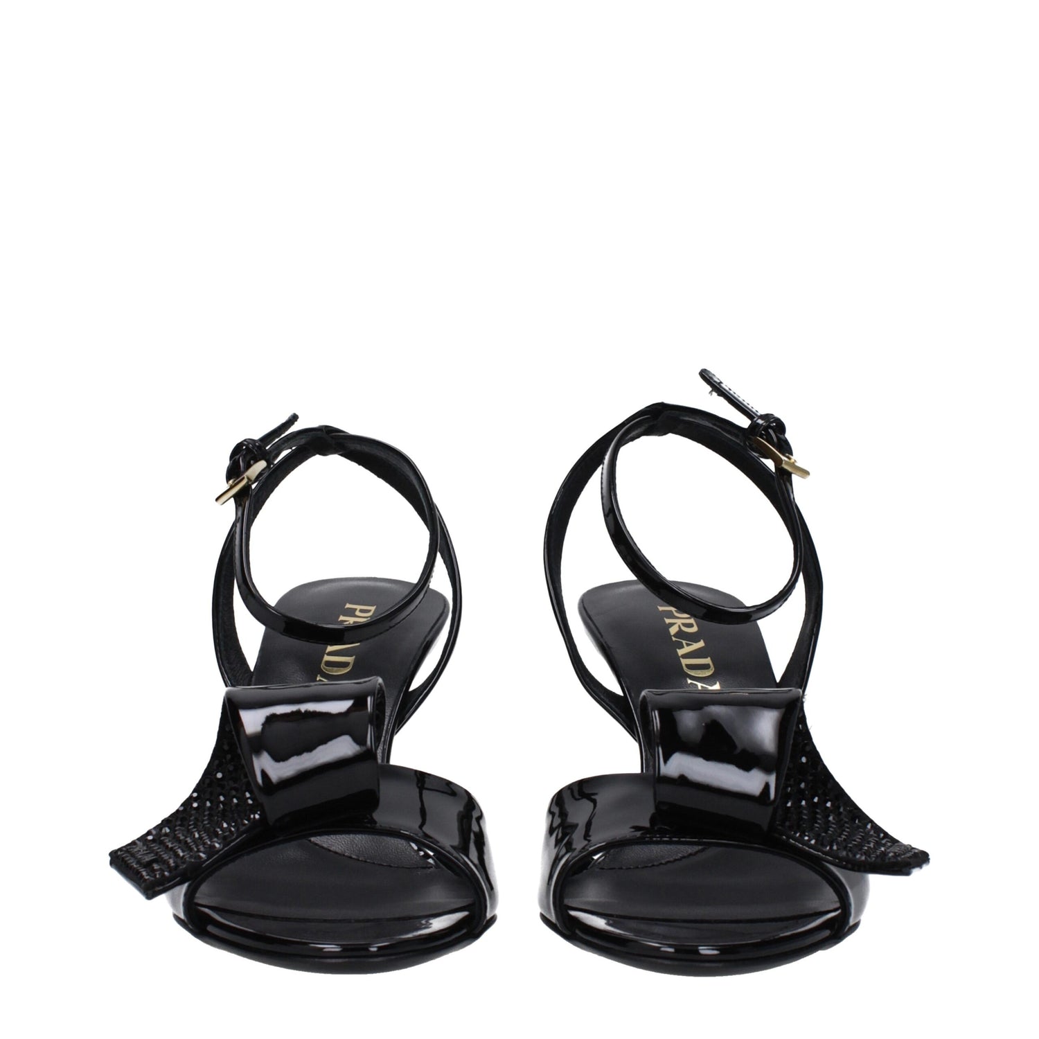 Black Leather Stiletto Heels Sandals