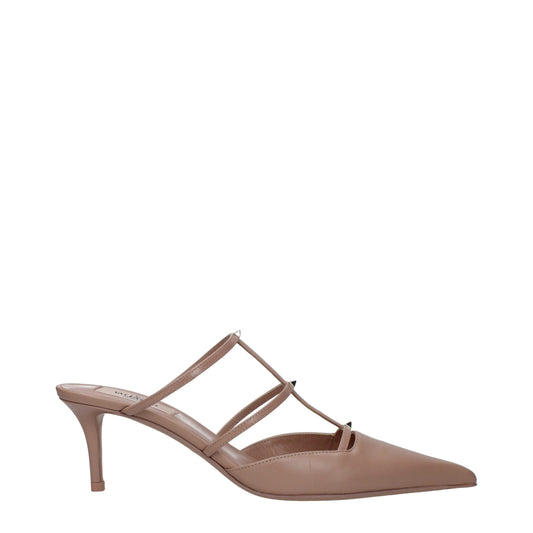 Pink Leather Stiletto Heels Sandals