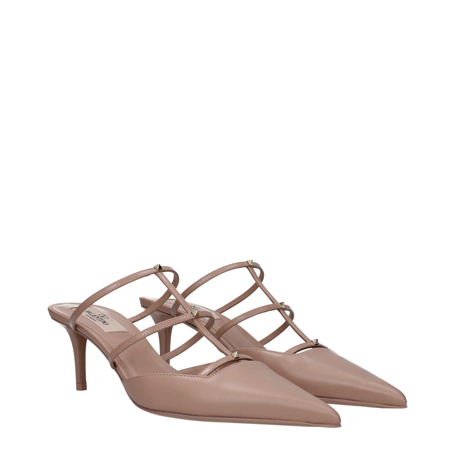 Pink Leather Stiletto Heels Sandals