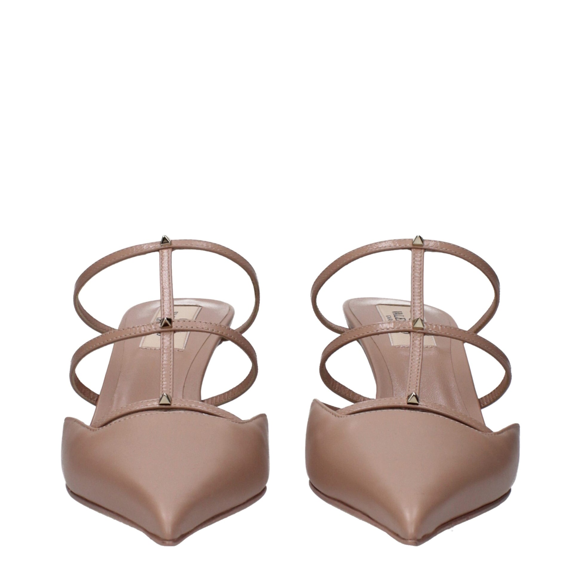 Pink Leather Stiletto Heels Sandals