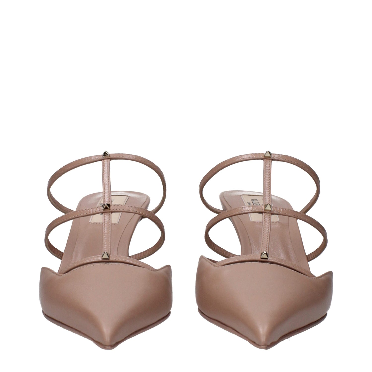 Pink Leather Stiletto Heels Sandals