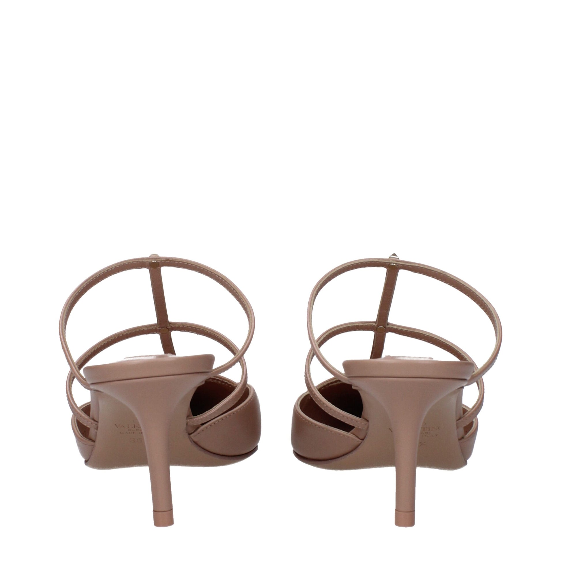 Pink Leather Stiletto Heels Sandals