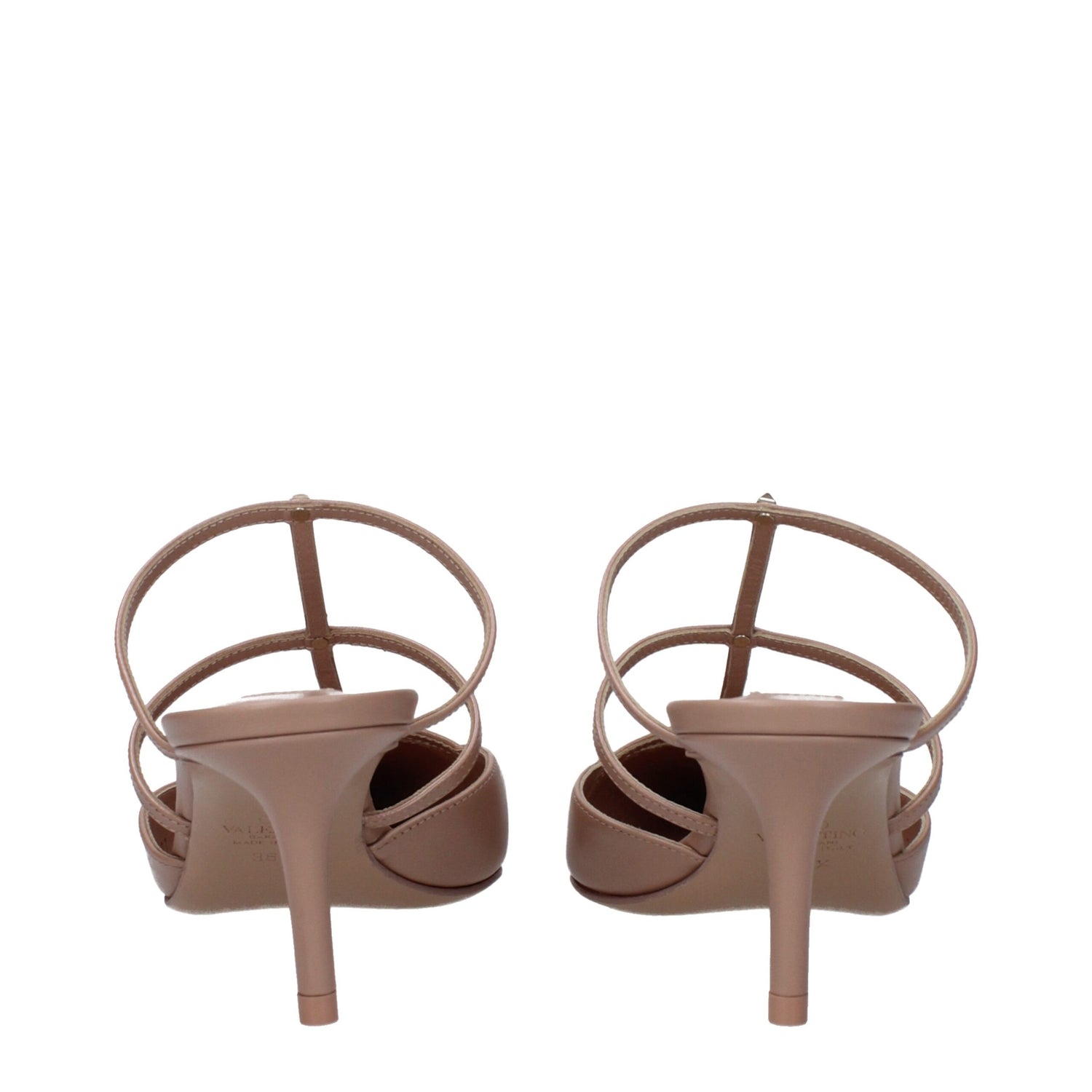 Pink Leather Stiletto Heels Sandals